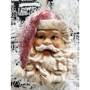 Holiday Time Christmas Jolly Santa Claus Face Ornament NWT